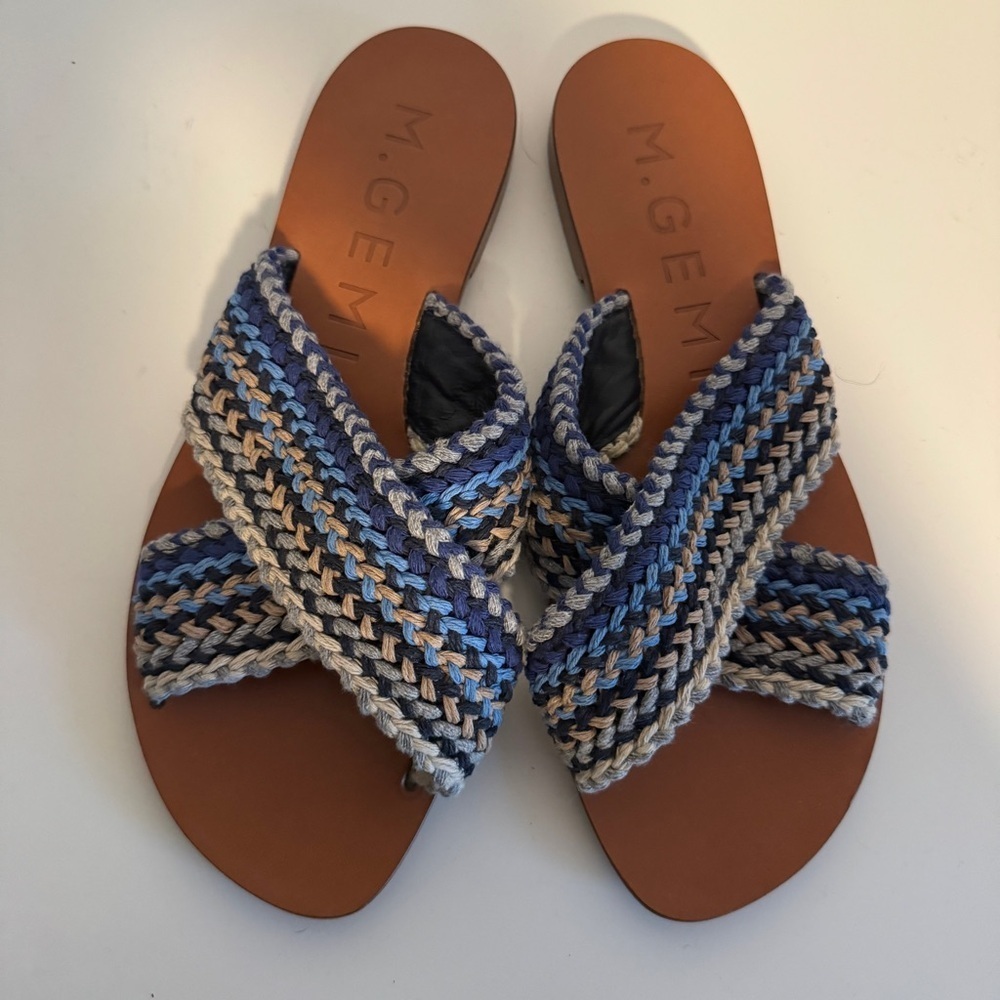 M. Gemi Women's Multicolor Braided Flat Slide Sandals 38.5